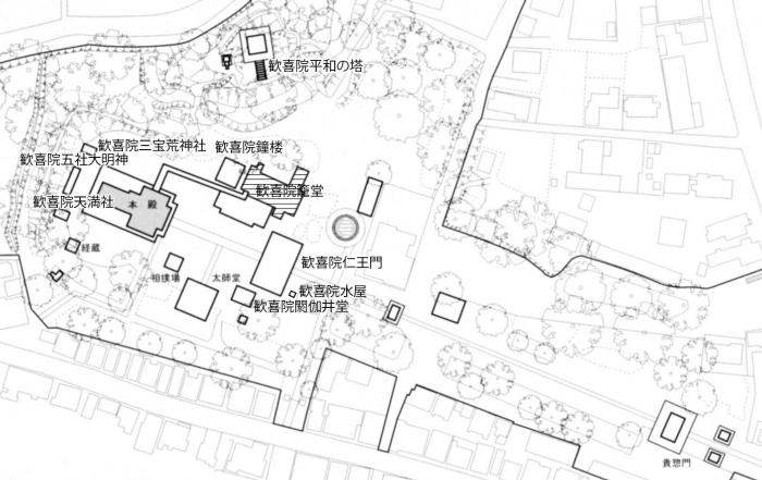 妻沼聖天山・国登録有形文化財の位置図