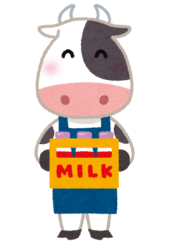 牛乳を運ぶ牛のイラスト