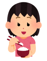 箸をもってご飯を食べるこどものイラスト