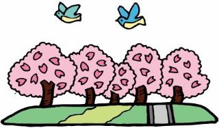 桜並木のイラスト