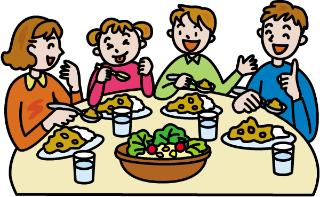 家族でカレーを食べるイメージ