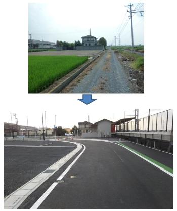 駅東側7m道路の写真