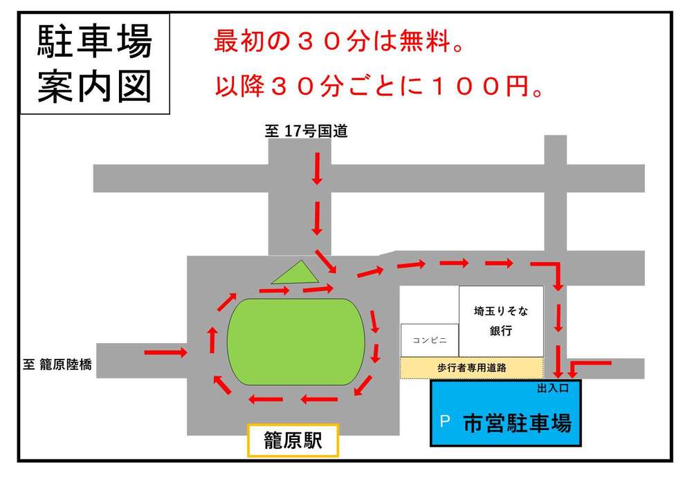 籠原駅北口駐車場の案内図