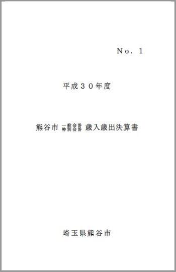 平成30年度熊谷市一般会計・特別会計歳入歳出決算書