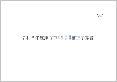 令和6年度熊谷市一般会計・特別会計補正予算書