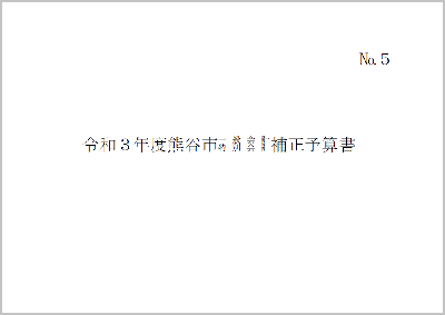 令和3年度熊谷市一般会計・特別会計補正予算書