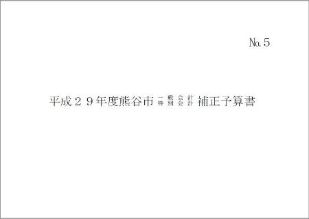 平成29年度熊谷市一般会計・特別会計補正予算書