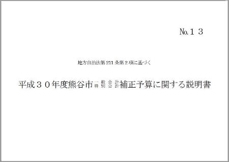 平成30年度熊谷市一般会計・特別会計補正予算に関する説明書