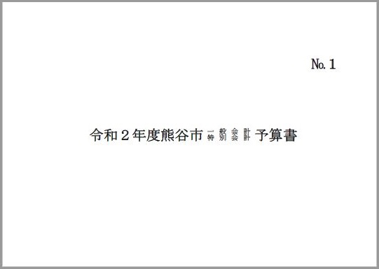 令和2年度熊谷市一般会計・特別会計予算書