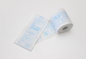 熱中症予防トイレットペーパーです。トイレットペーパーに字が印刷されています。