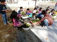 子ども達はきれいに植えた花を見て、春が待ち遠しそうです