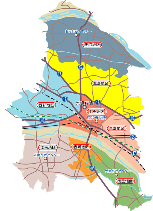 熊谷市指定給水装置工事事業者の地区