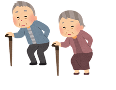 杖をついたじいさんとばあさん