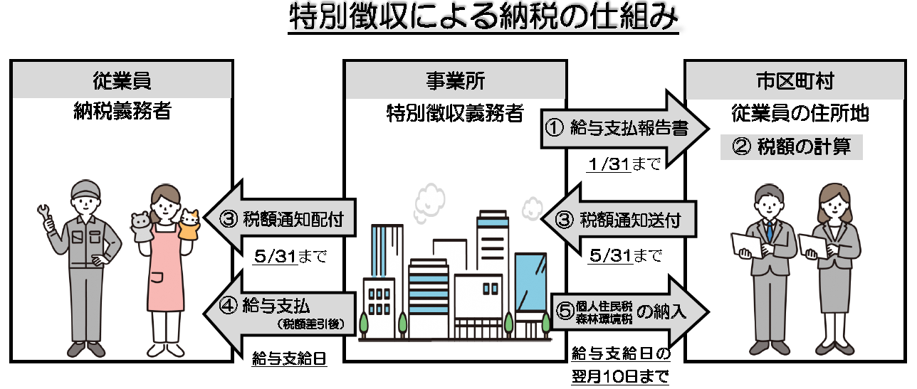 特別徴収の方法による納税のしくみ