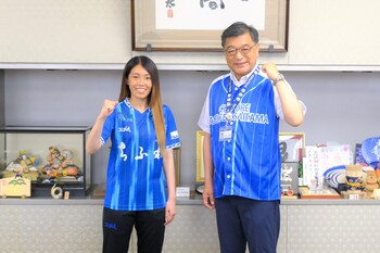 藤原加奈選手と市長
