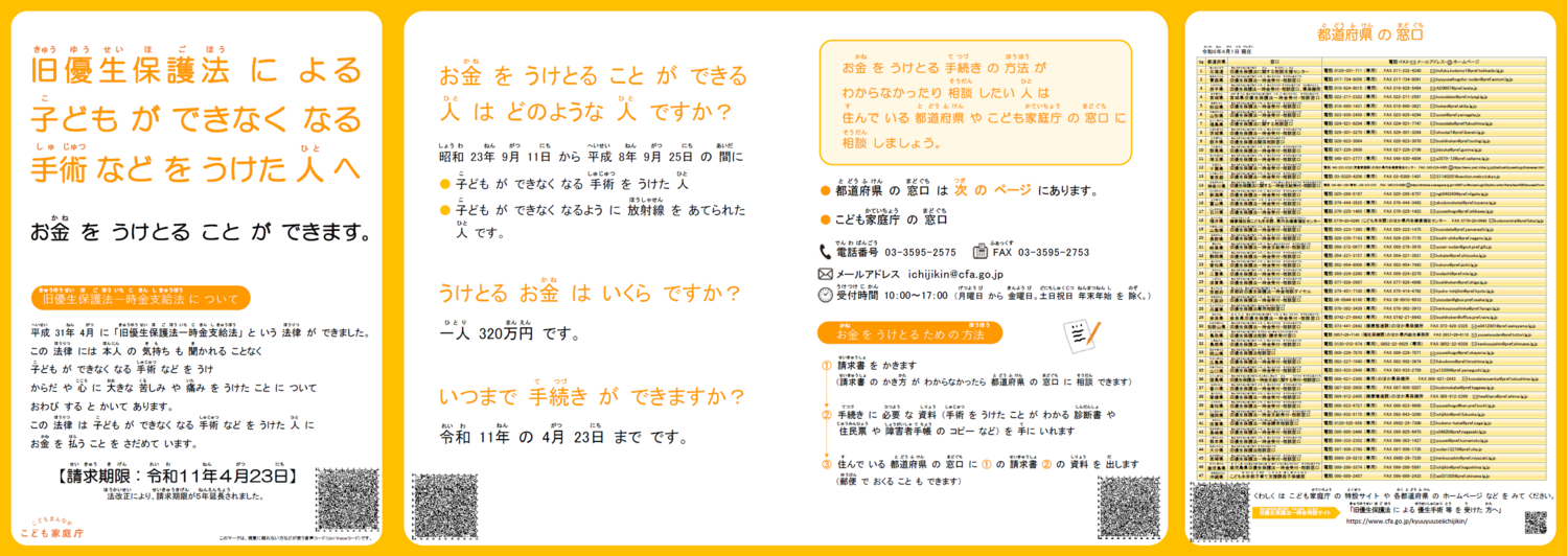 分かりやすい旧優生保護法一時金リーフレット〈こども家庭庁作成〉