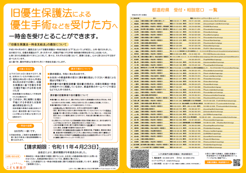 旧優生保護法一時金リーフレット〈こども家庭庁作成〉